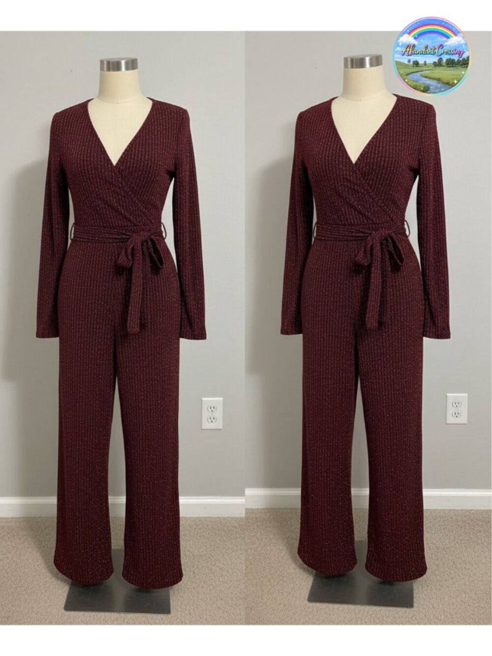 LightlyKiss Women's V-Neck Sequin Jumpsuit Long Sleeve Belted Party Club Romper